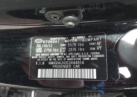 2012 Hyundai Equus Signature z USA, uszkodzony, nr VIN KMHGH4JH3CU044814